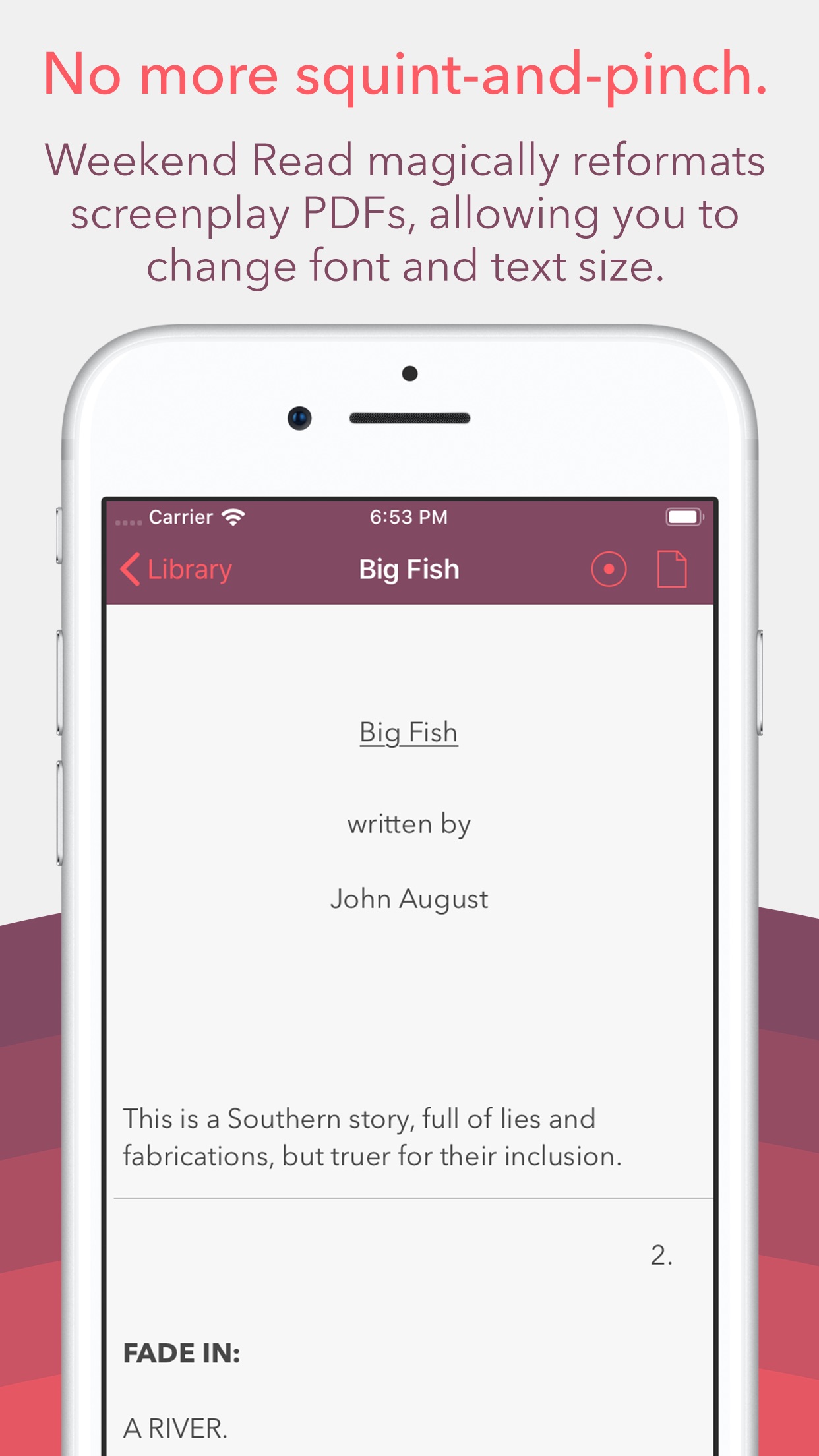 Screenshot do app Weekend Read