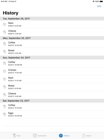 Food and Symptom Log screenshot 3