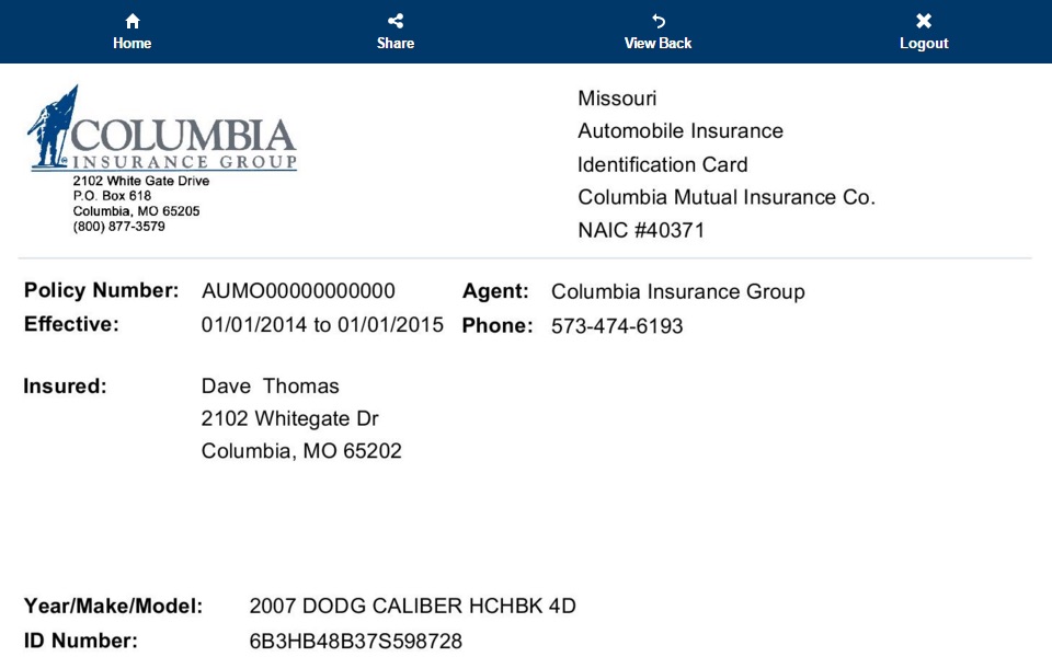 Columbia Insurance screenshot 3