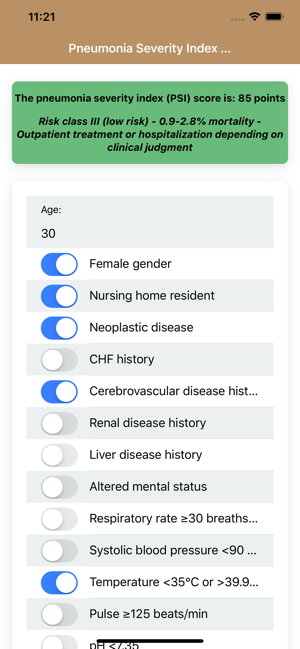 Pneumonia Severity Index Score