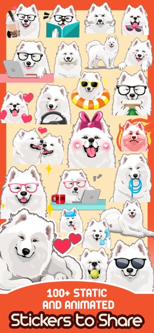 Samoyed Dog Emoji Sticker Pack(圖2)-速報App