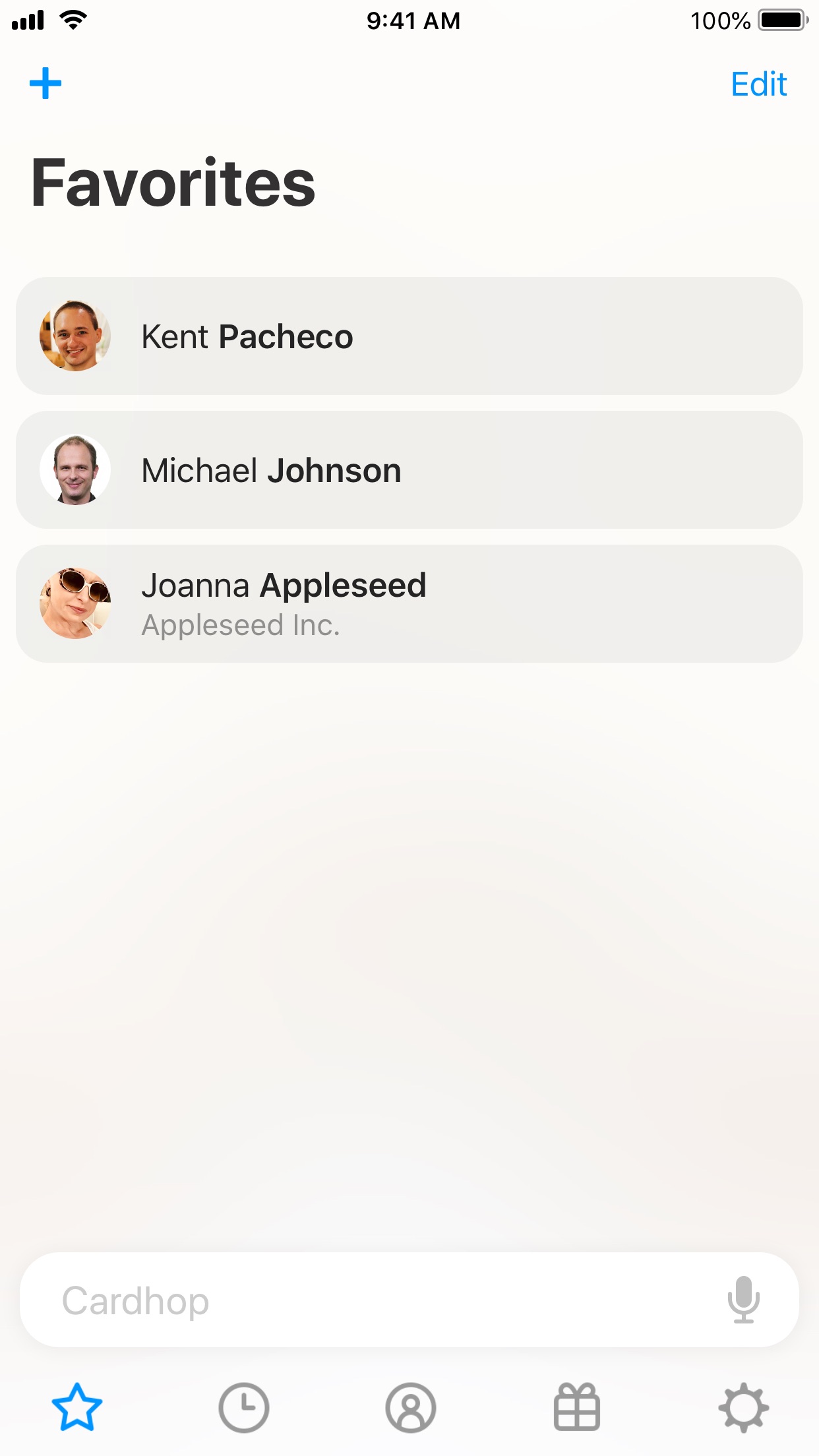 Screenshot do app Cardhop