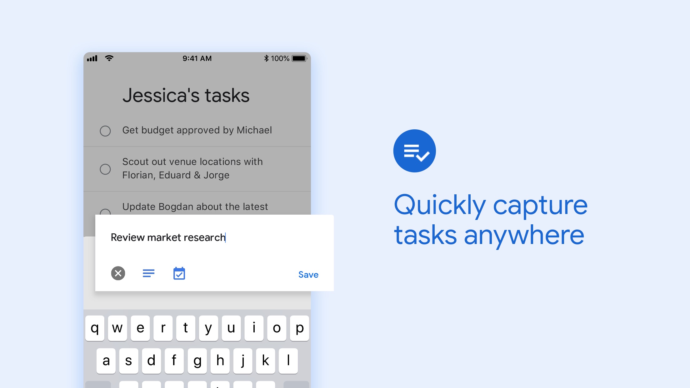 Screenshot do app Google Tarefas: seja produtivo