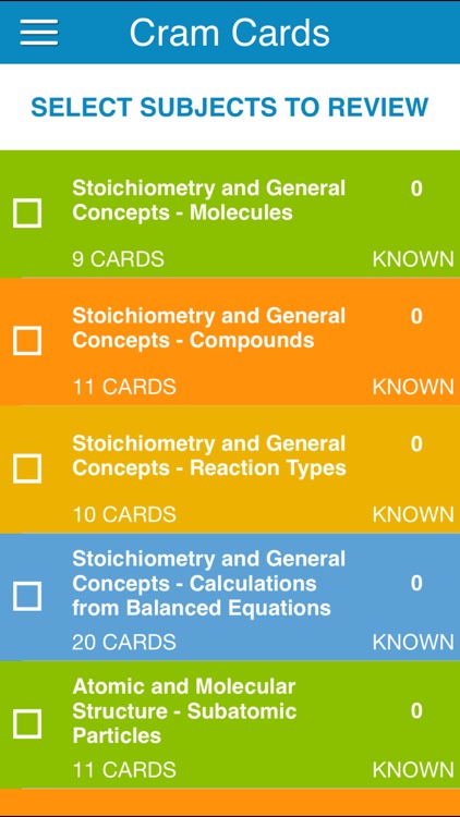 OAT General Chem Cram Cards