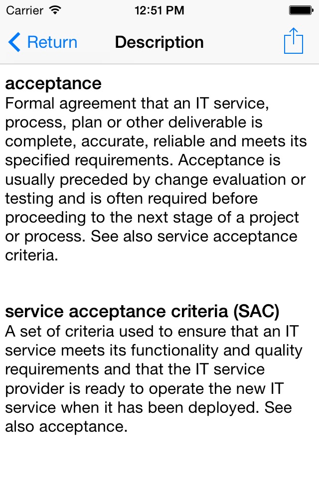 ITIL 2011 Glossary screenshot 2