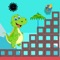 In this game the player is the small dinosaur and he climbs over the stairs     step by step