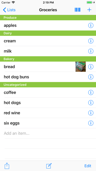 Our Groceries Shopping List screenshot