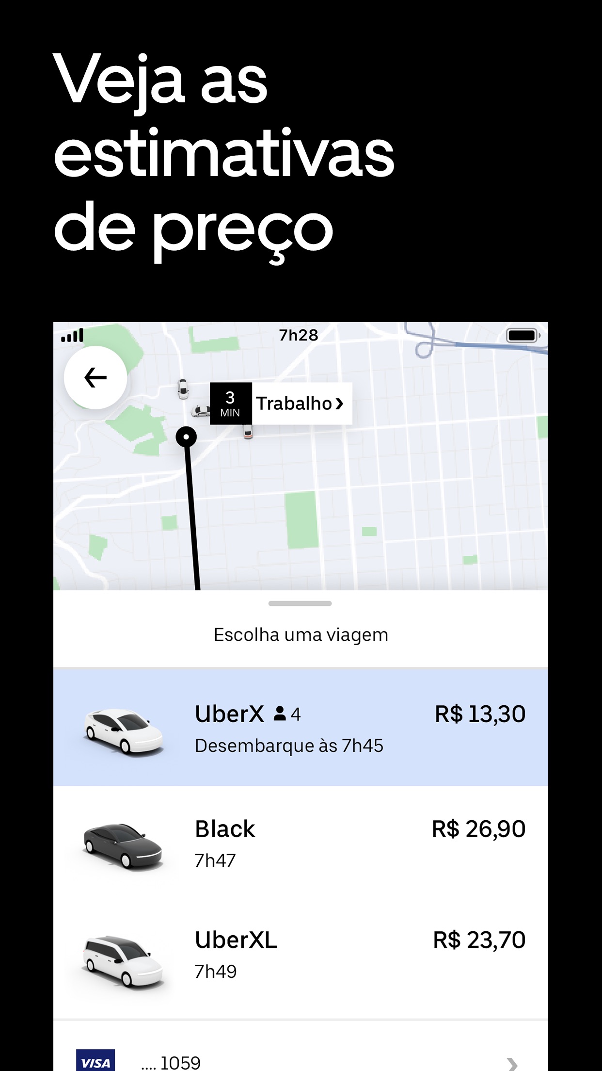 Screenshot do app Uber
