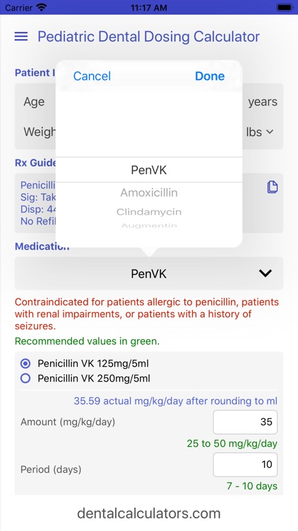 Pediatric Dental Dosing