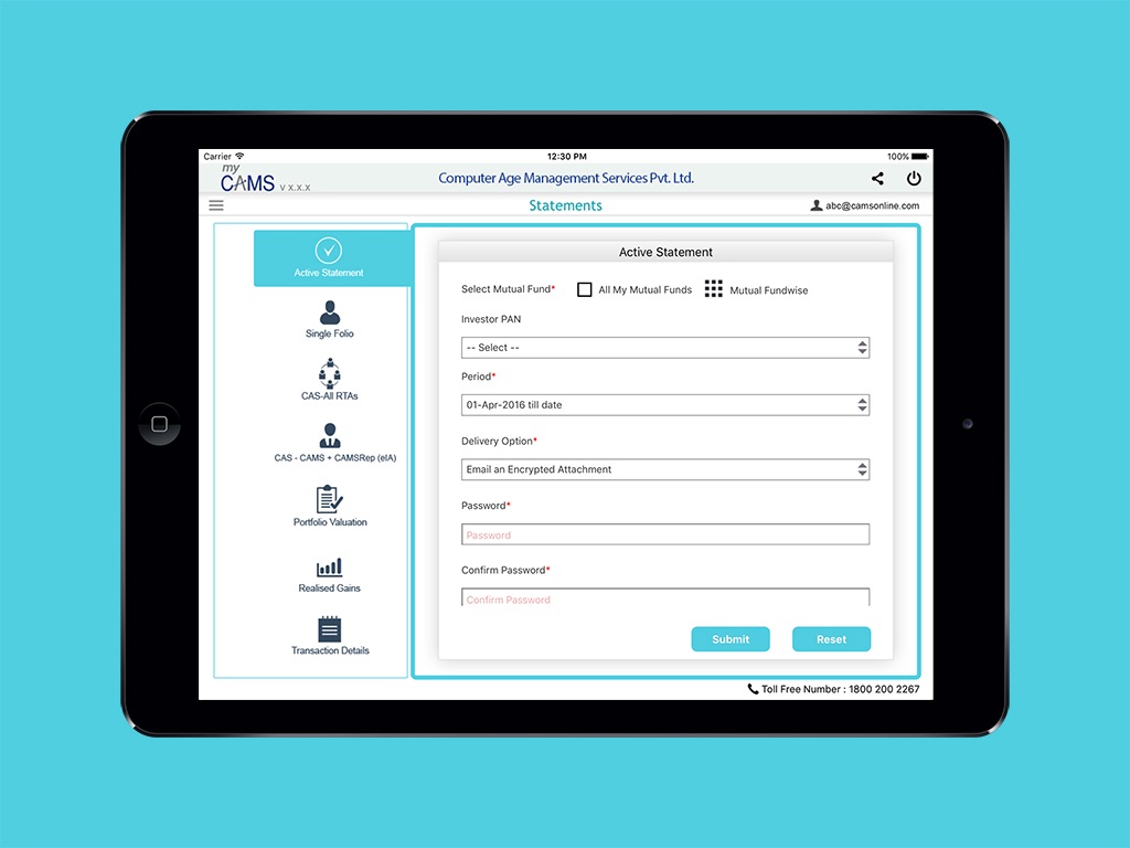 myCAMS MutualFund App for iPad screenshot 3