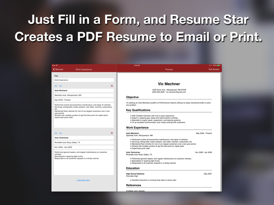 Resume Star: Pro CV Maker and Resume Designer with PDF Output to Help You Score that Job Interview and Advance your Career screenshot