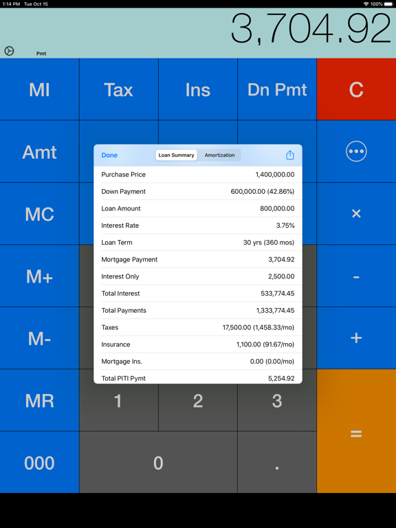 RECalc Free - Real Estate Mortgage Loan Calculator screenshot