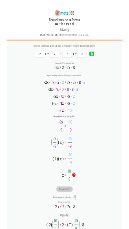 Ecs. ax+b=cx+d