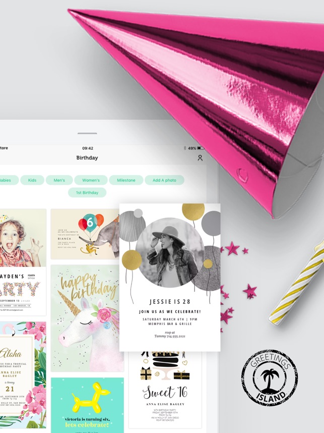 Skräddarsydda inbjudningskort i App Store