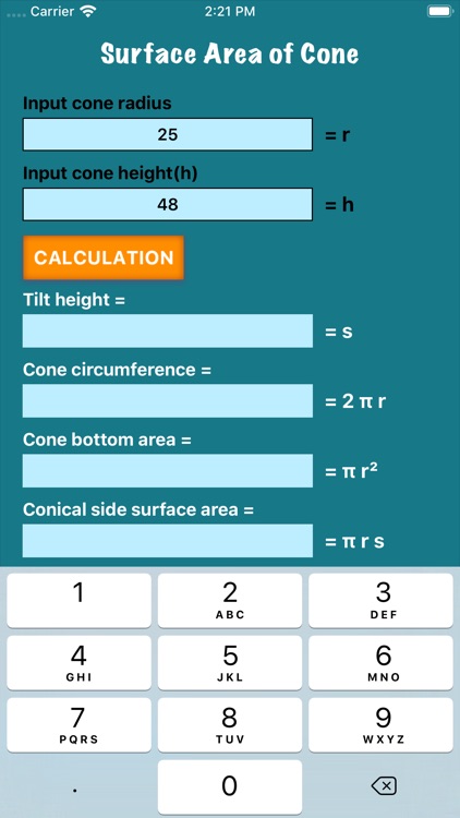 Surface Area of Cone
