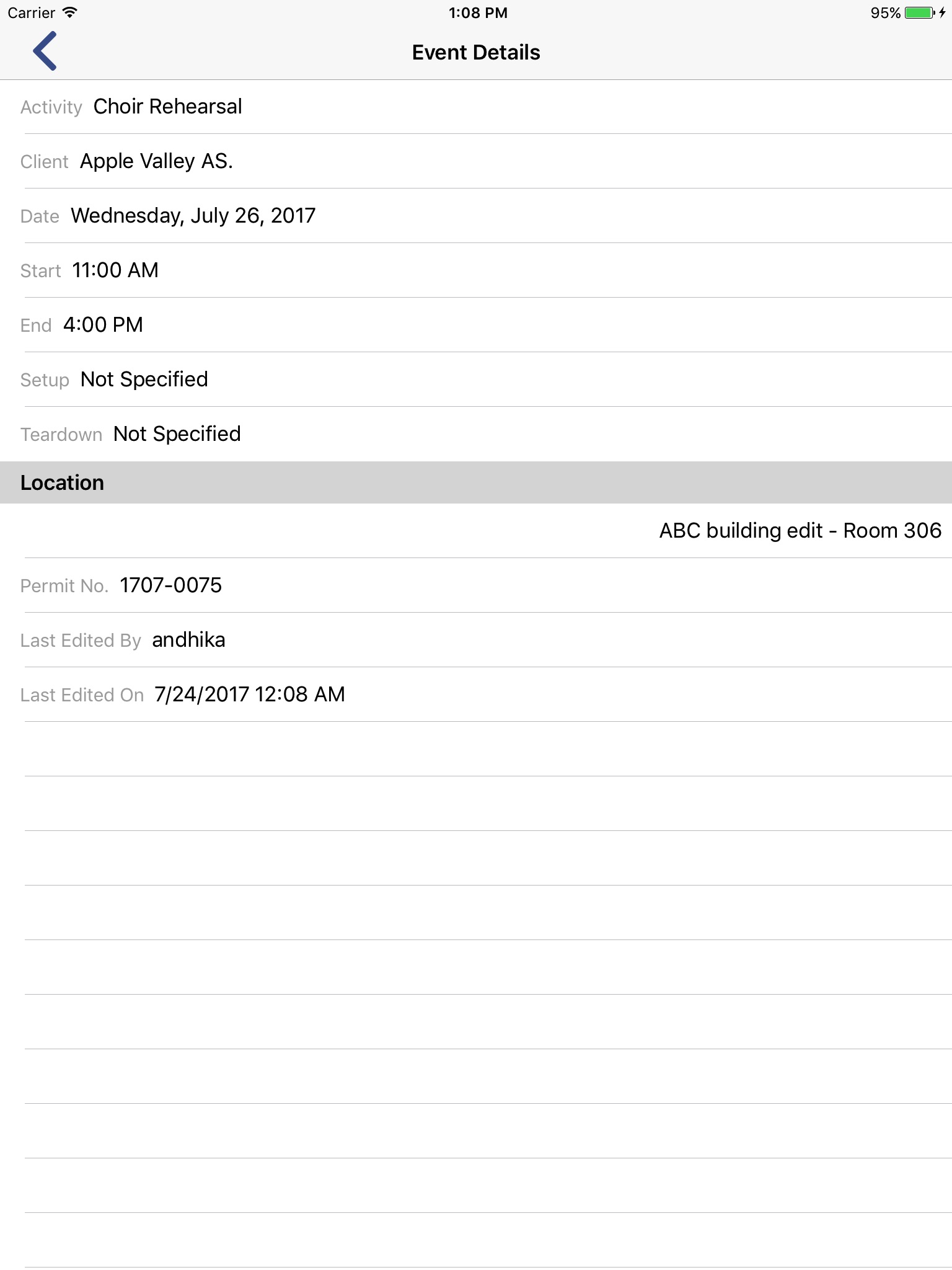 Facility Scheduler screenshot 2