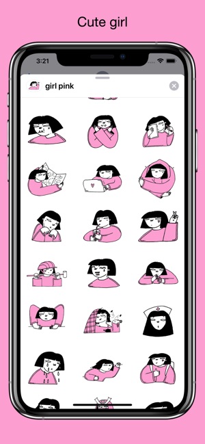 Japan girl in Pink - stickers(圖2)-速報App