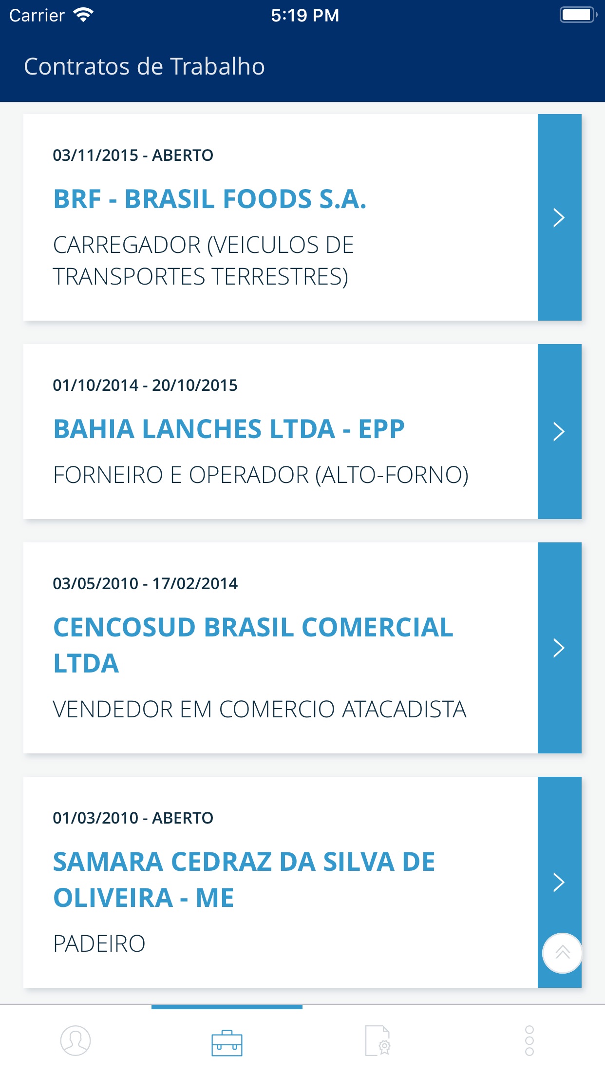 Screenshot do app CTPS Digital
