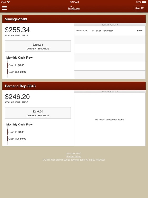 Homeland Bank Mobile for iPad