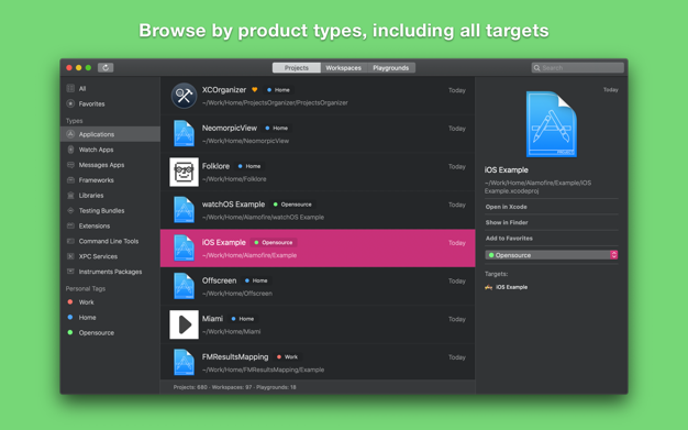 XCOrganizer app screenshot