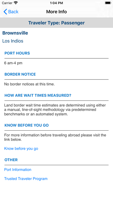 CBP Border Wait Times screenshot 4