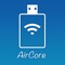 AirCore APP 配搭专用的Wi-Fi 存储设备使用，该存储设备可插入U盘和移动硬盘，连接设备自身的Wi-Fi 热点，打开APP 即可存取上面的文件。