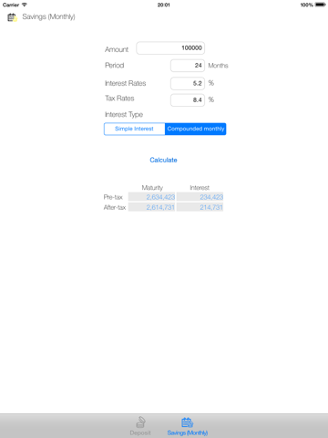 Interest Calculator (deposits) - náhled