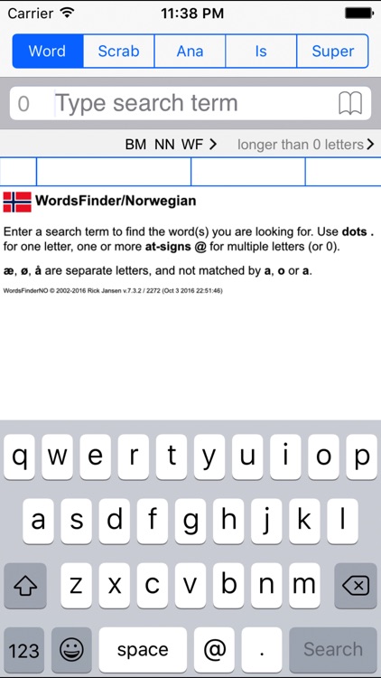 NO Words Finder PRO/Norwegian screenshot-0