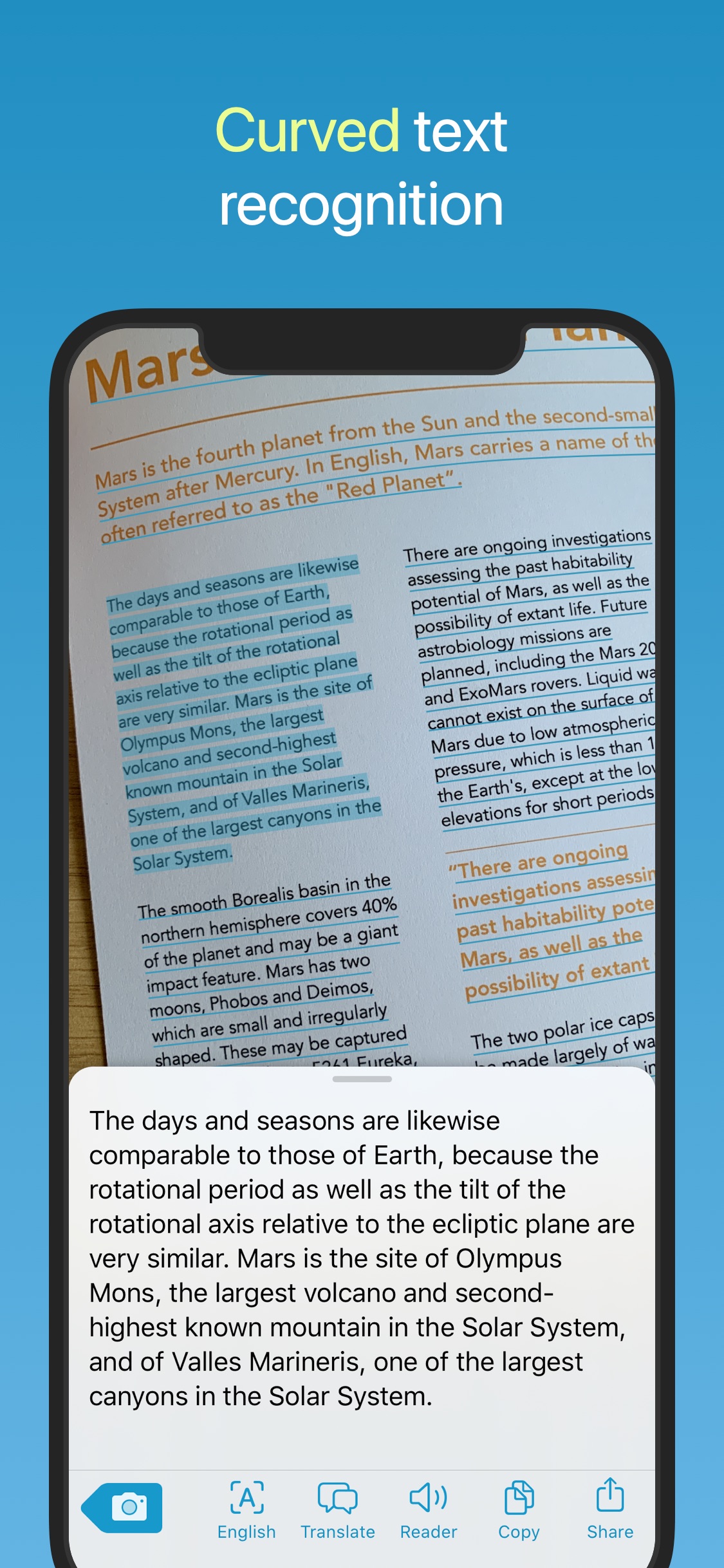 Screenshot do app Prizmo Go › Text Grabber