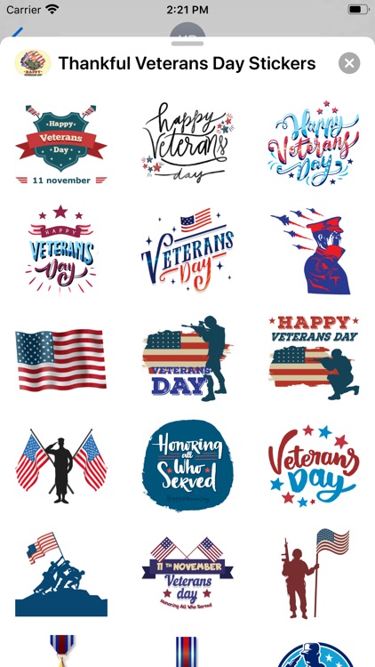 Thankful Veterans Day Stickers