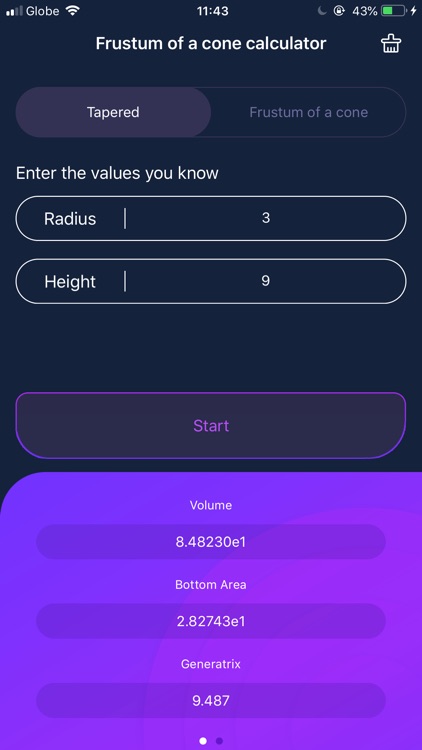Cone Parameter Calculator