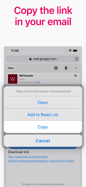 FILE WETRANSFER SU IPAD SCARICA
