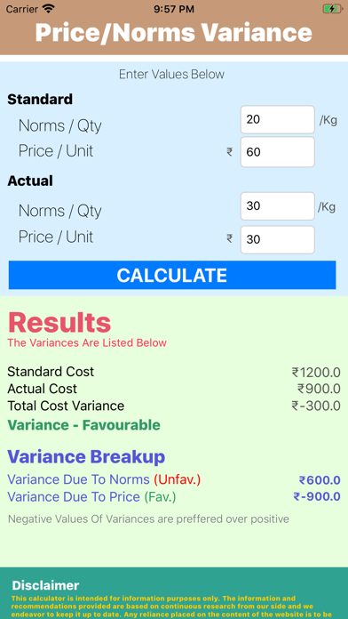 Price/Norm Variance Calculator screenshot 3