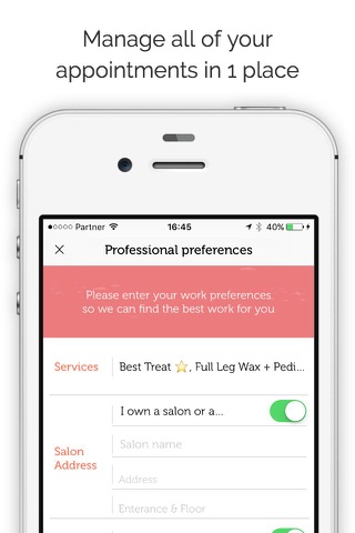 Professionals App for Missbeez screenshot 2