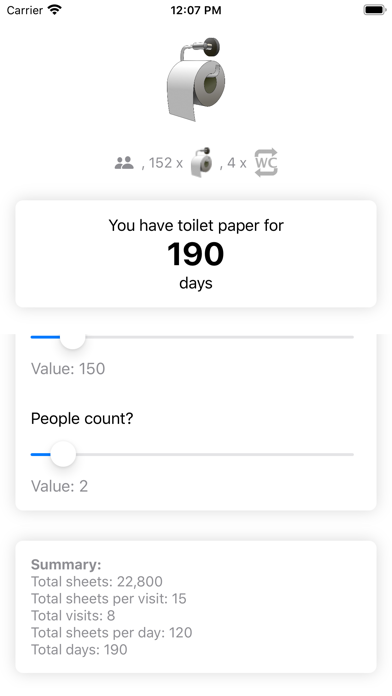 Toilet Paper Calculator+ screenshot 2