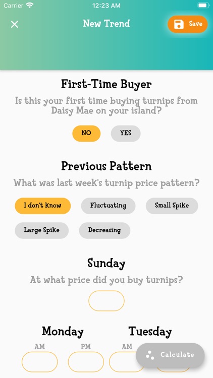 Animal Crossing turnip price calculator, Best turnips price each week