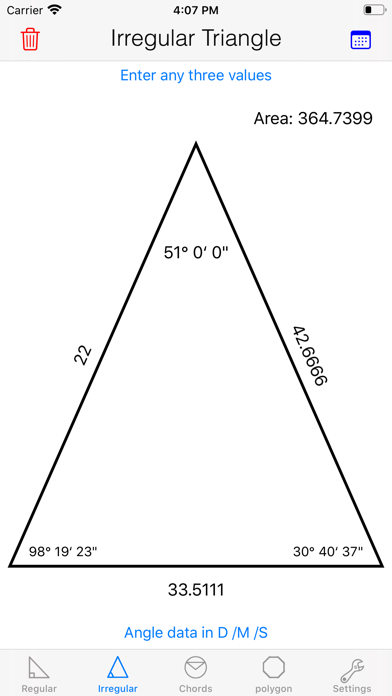 Trigonometry Calculator: Solves Regular Irregular Triangles Chords Polygons Screenshot 6