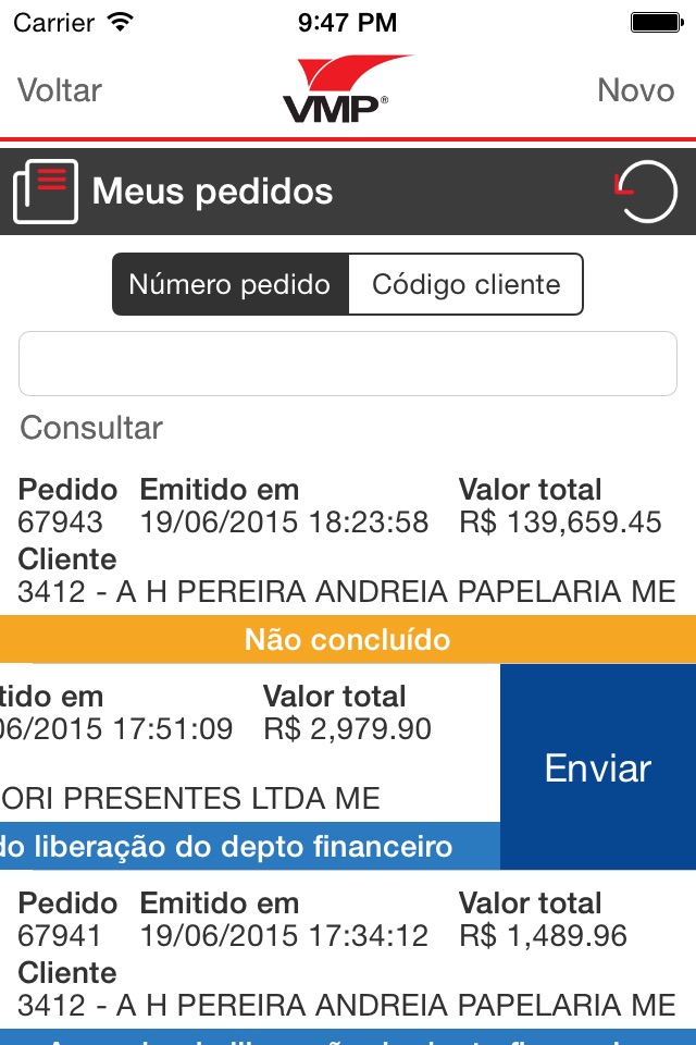 VMP Papeis - Força de vendas screenshot 2