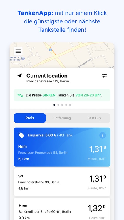 TankenApp mit Benzinpreistrend screenshot-0