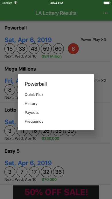 LA Lottery Results screenshot 2