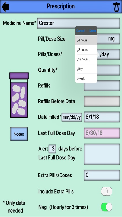 Prescription Reminder, Refils