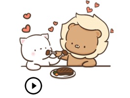 Cute Couple Kitty Lion Sticker