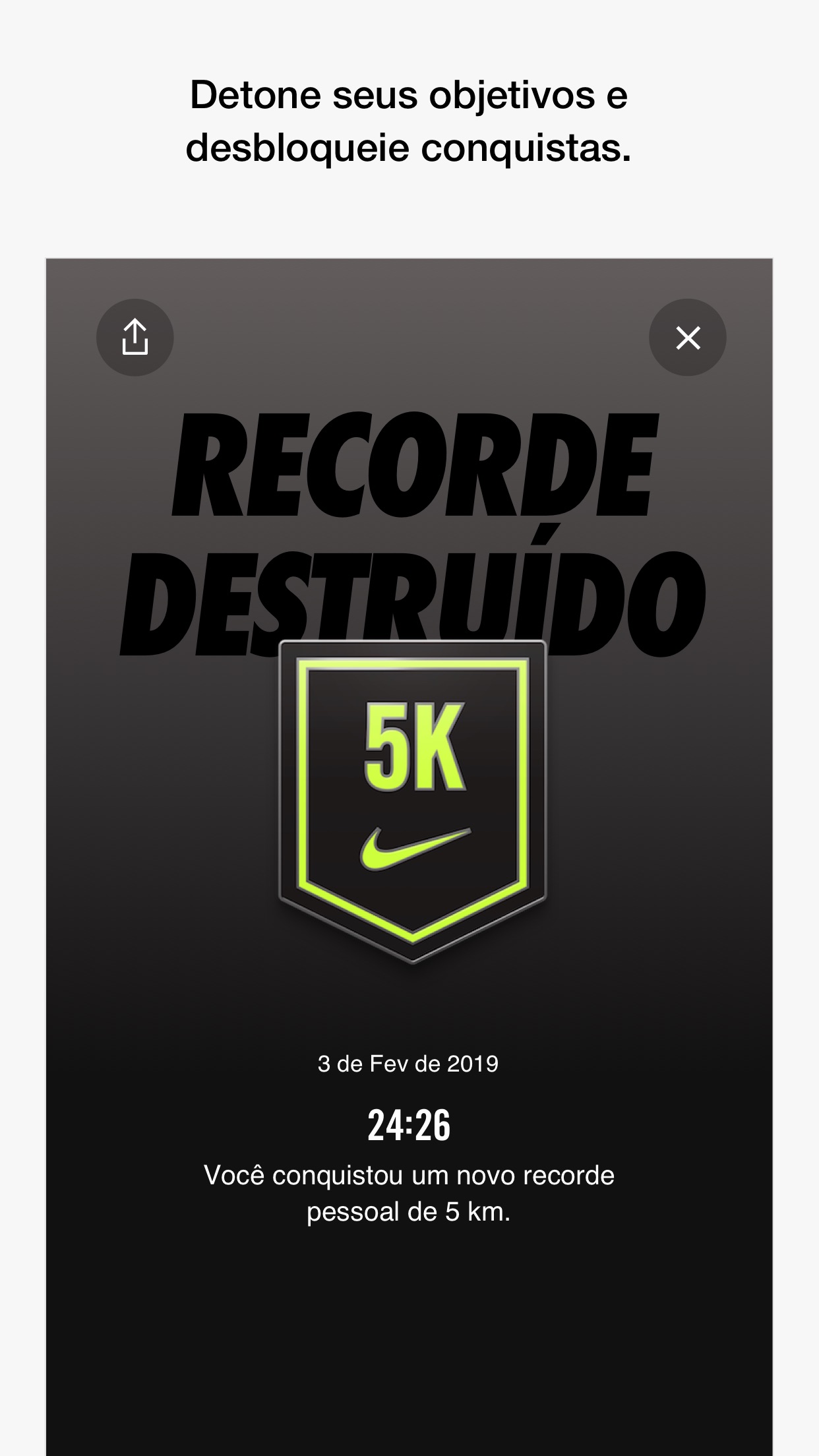 Screenshot do app Nike Run Club
