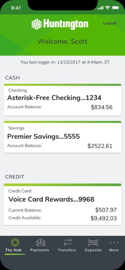 Huntington Mobile app screenshot
