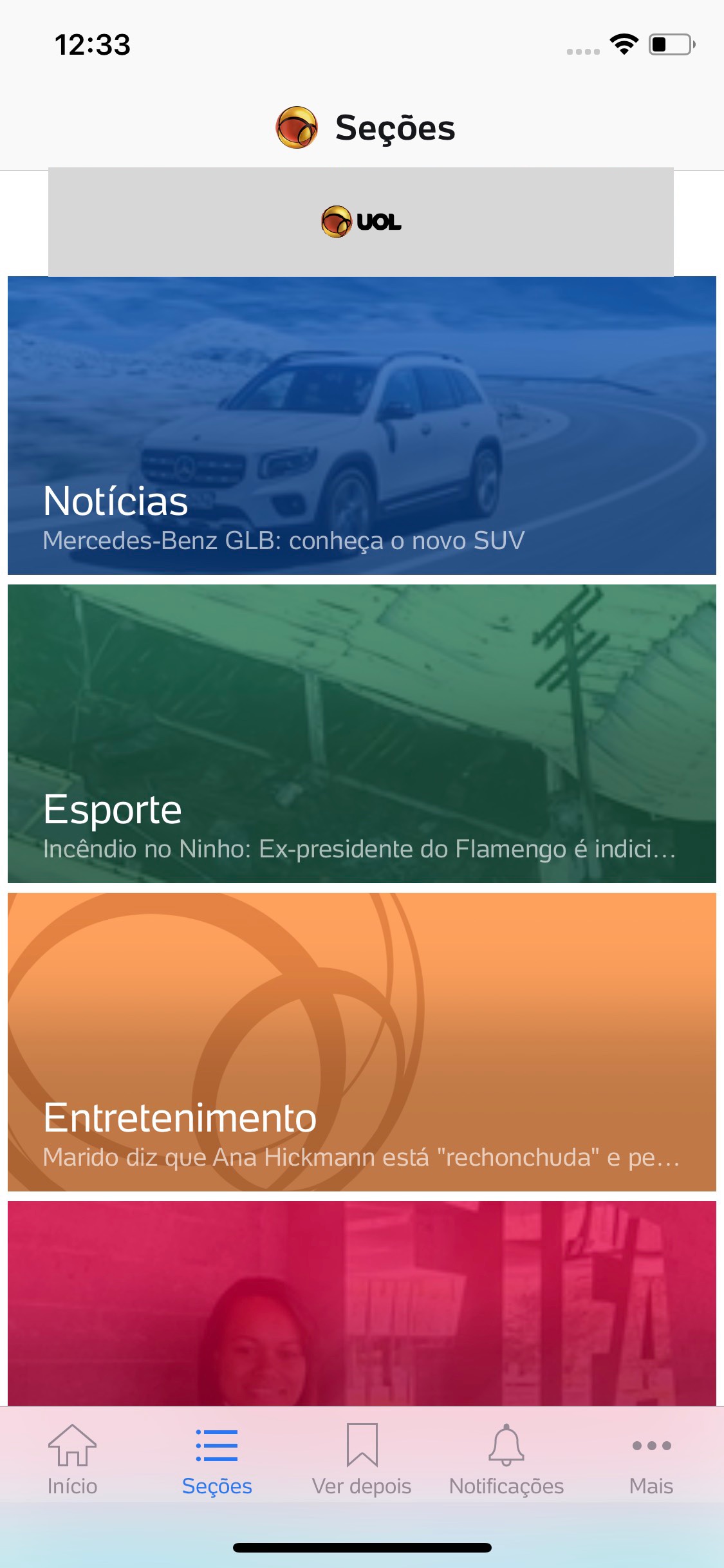 Screenshot do app UOL - Notícias em Tempo Real