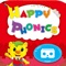 Happy Phonics 1 VR是款少見的動作類VR教育遊戲。在Happy Phonics 1 VR及VR眼鏡共同使用下，幼兒不需翻山越嶺就可以來到學習英文的雲端山城中。在限制時間內，聽字母發音並直覺看向字母方向即可選取正確字母並獲得積分。幼兒透過Happy Phonics 1 VR可以清楚地學習字母發音及字母形狀。Happy Phonics 1 VR絕對是提升幼兒英文聽力及專注力最佳遊戲。