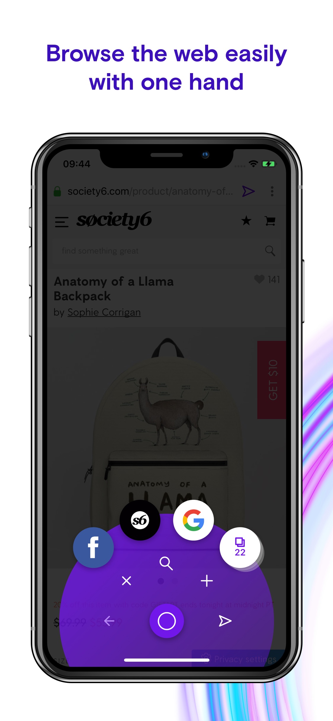 Screenshot do app Browser Opera Touch