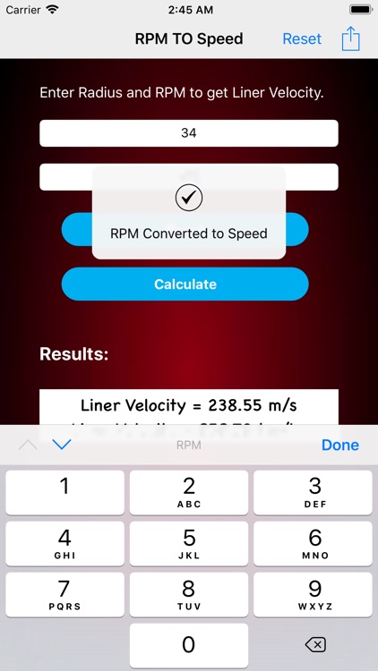 RPM To LinerVelocity screenshot-4