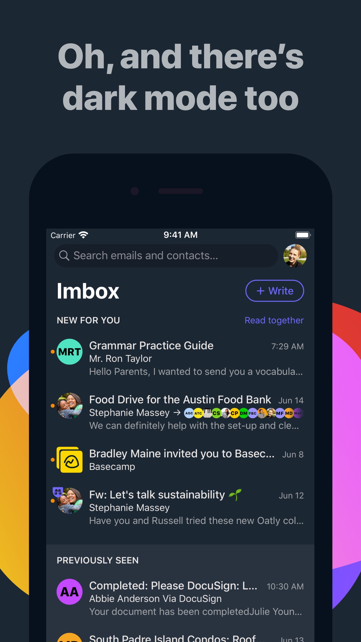 Screenshot do app HEY Email