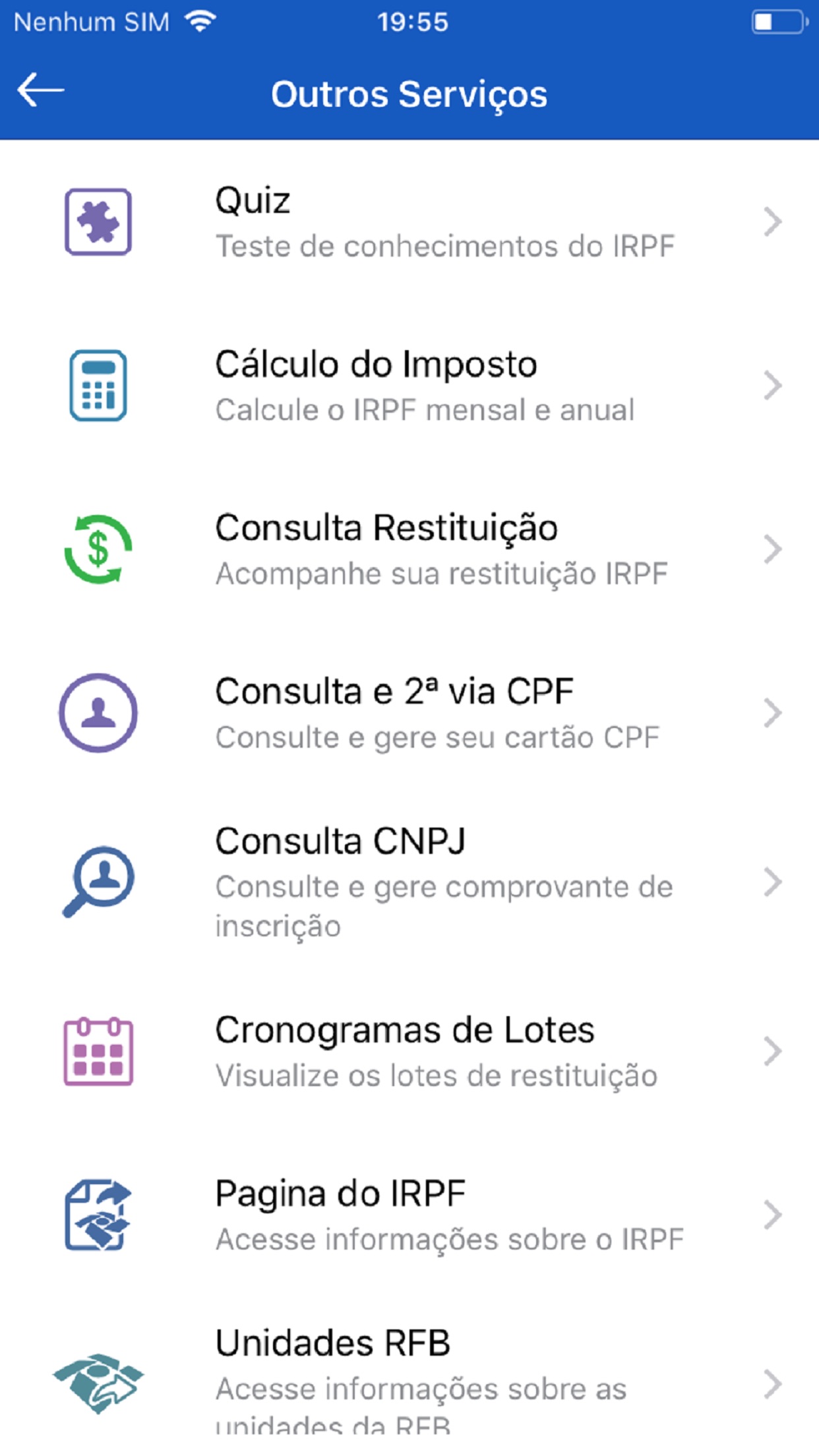 Screenshot do app Meu Imposto de Renda